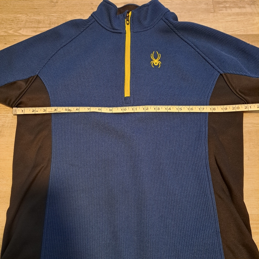 Spyder Men's Blue Black Polyester 1/4 Zip Pullover Mock Neck Sweater Size Medium - Picture 8 of 11